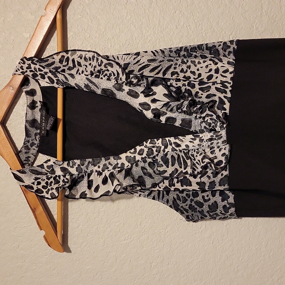 Rampage Black Dress with Animal Print Sleeveless.. Size 13 - Picture 3 of 6